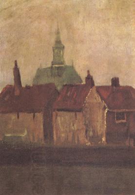 Vincent Van Gogh Cluster of Old Houses with the New Church in The Hague (nn04)